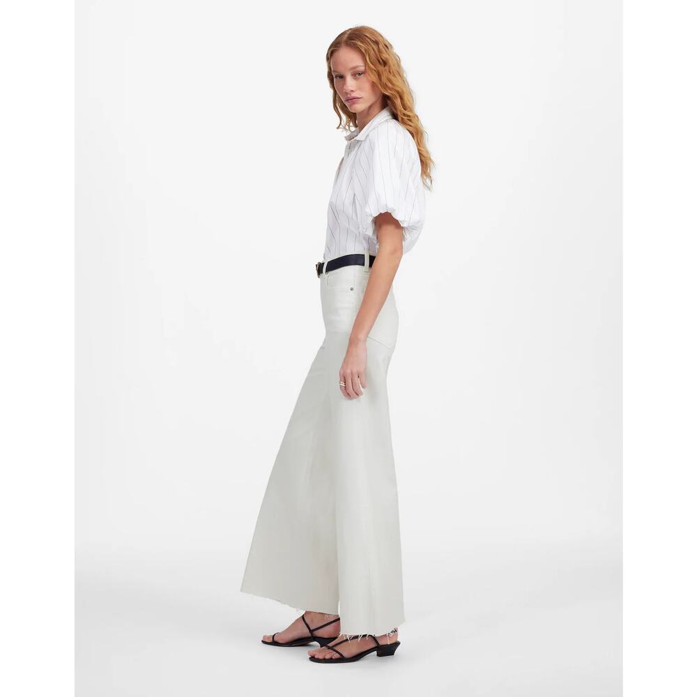 Madewell Flared Wide-Leg Cropped Jeans High Rise Vintage Ivory Size 28 NWT - Picture 2 of 14